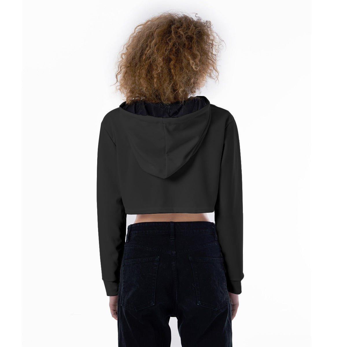 Women's Crop Top Hoodie (BLACK)