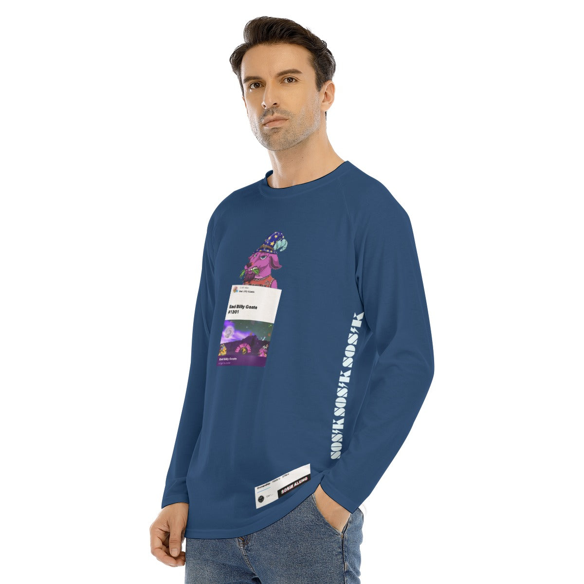 Men's Long Sleeve T-shirt "BAD BILLY GOATS #1201" (DARK BLUE)