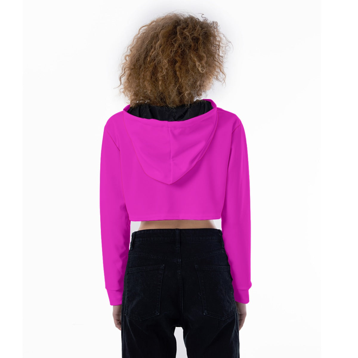 Women's Crop Top Hoodie (HOT PINK)