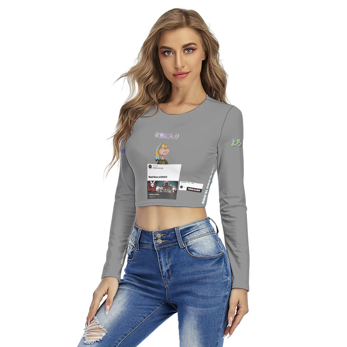 Women's Crop Top FAVORITE "MAD HARE #2652" (GRAY)