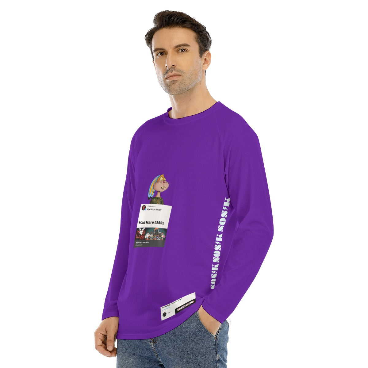 Men's Long Sleeve "MAD HARE #2652" (DARK PURPLE)
