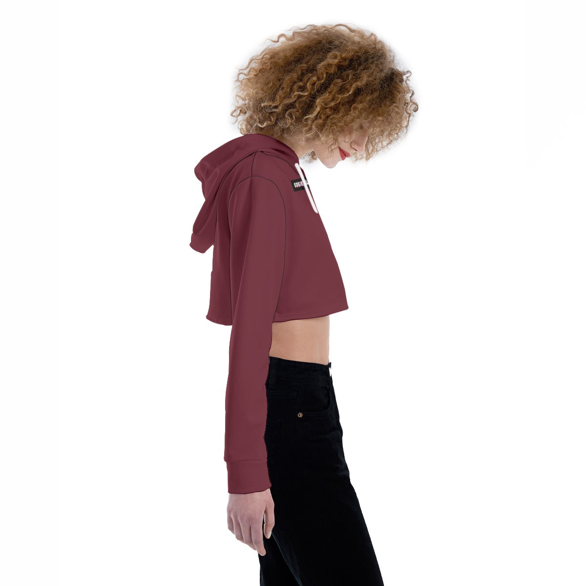 Women's Crop Top Hoodie (BURGUNDY)