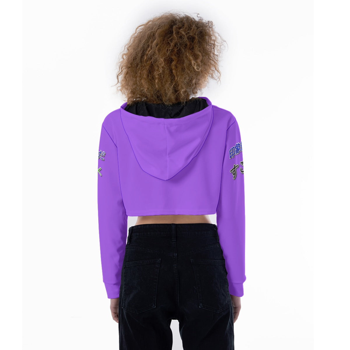 Women's Crop Top Hoodie COOL LOGO (PURPLE)