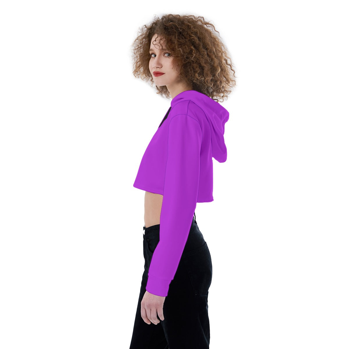Women's Crop Top Hoodie (PURPLE)