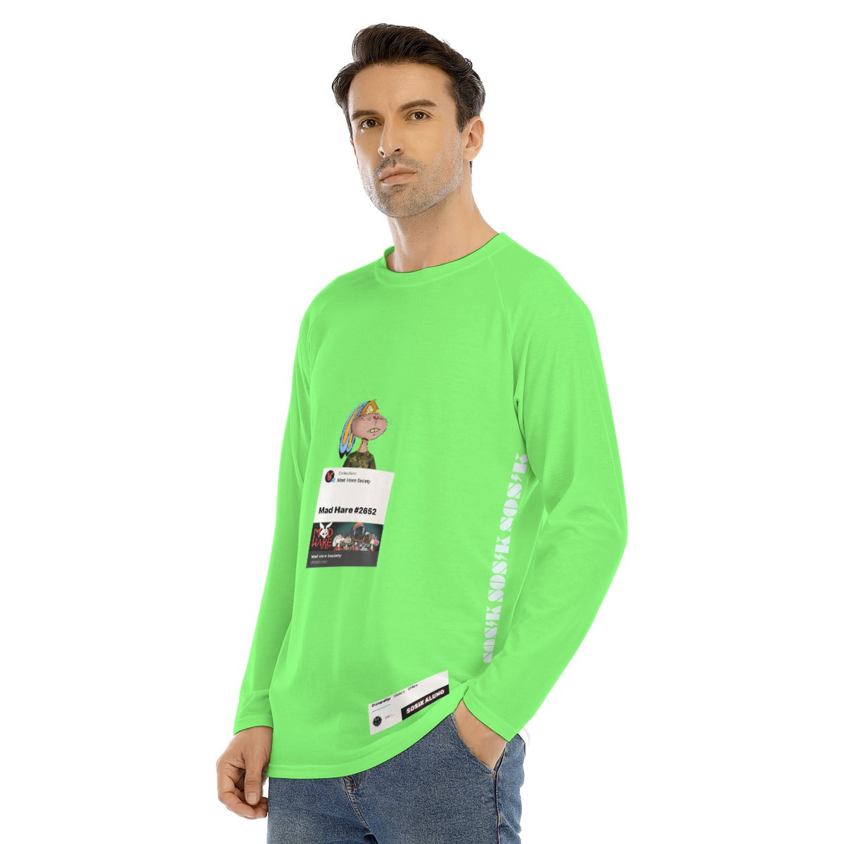 Men's Long Sleeve "MAD HARE #2652" (GREEN)