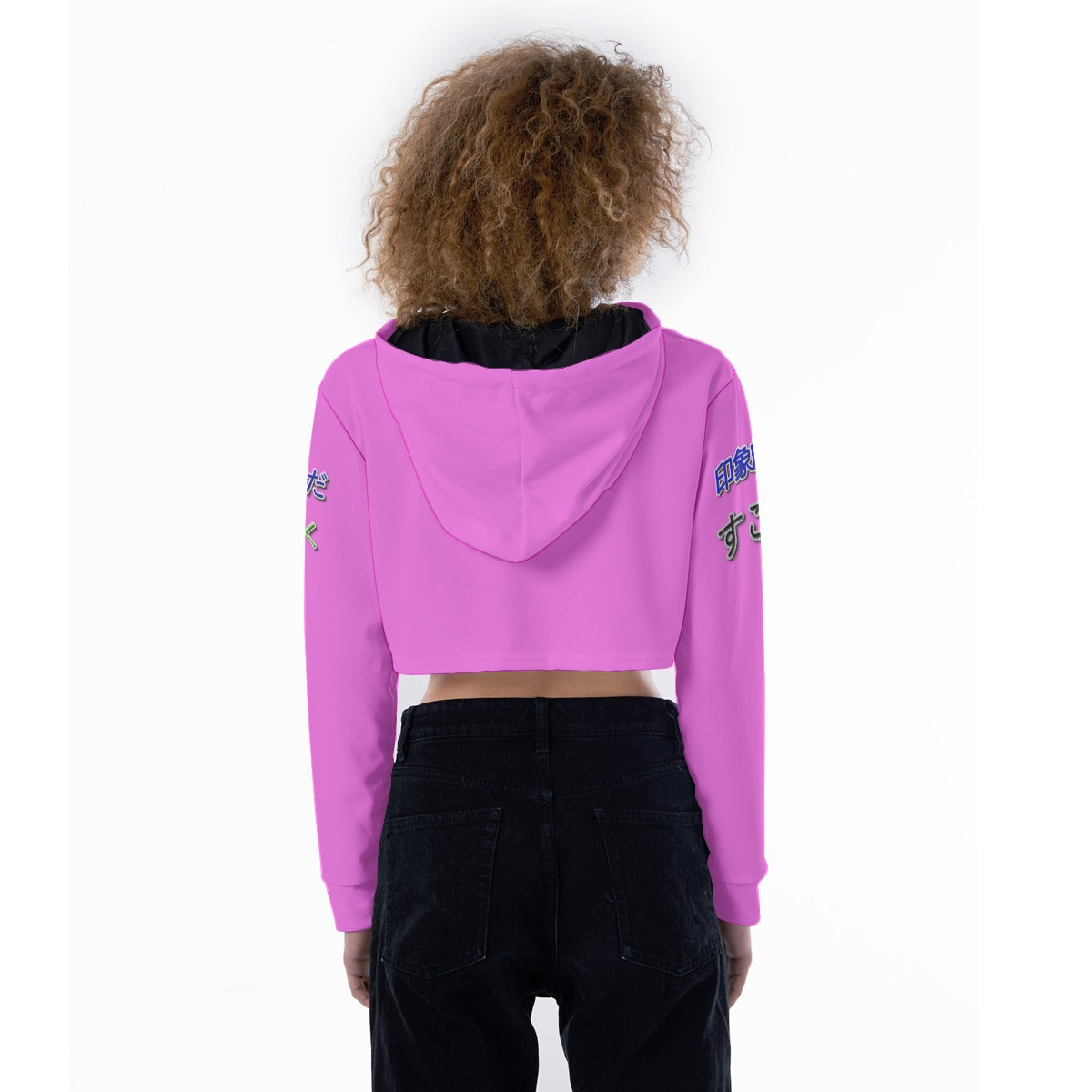 Women's Crop Top Hoodie COOL LOGO (PINK R)