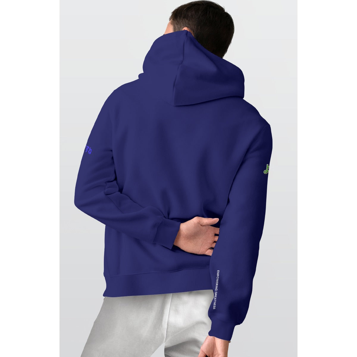 Men's Pullover Hoodie COOL HAPPY LOGO (DARK BLUE)