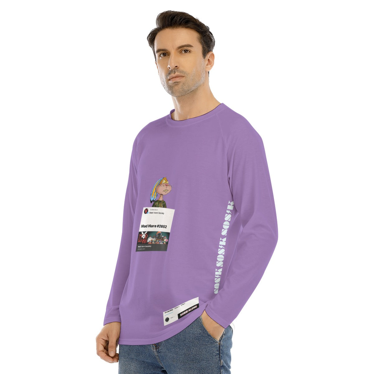 Men's Long Sleeve "MAD HARE #2652" (LIGHT PURPLE)