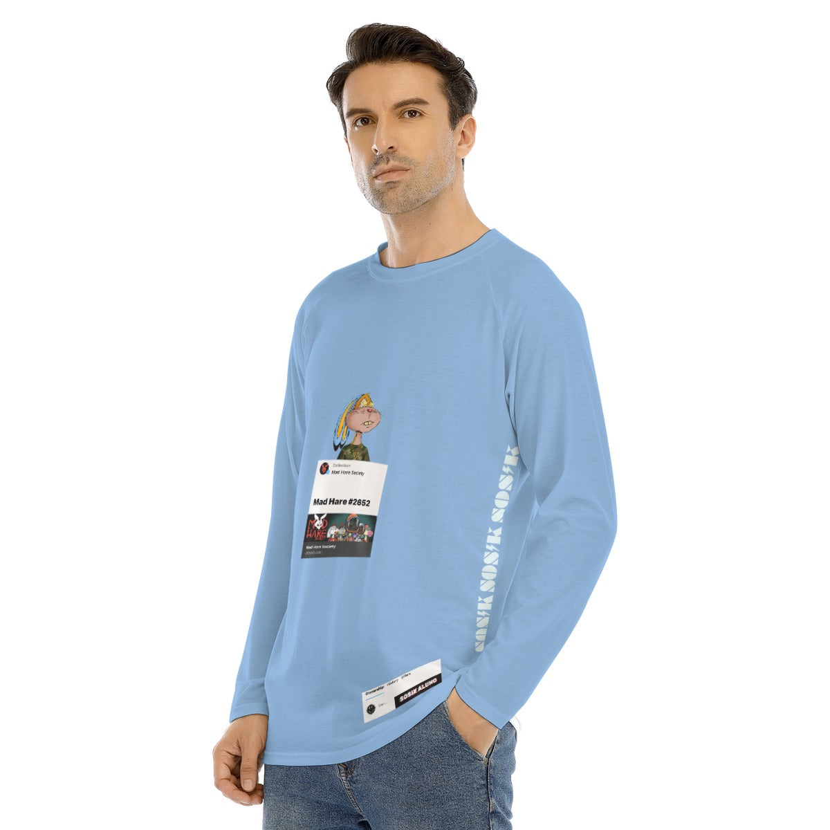 Men's Long Sleeve "MAD HARE #2652" (LIGHT BLUE)