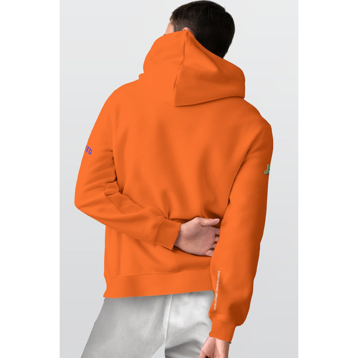 Men's Pullover Hoodie COOL HAPPY LOGO (ORANGE)