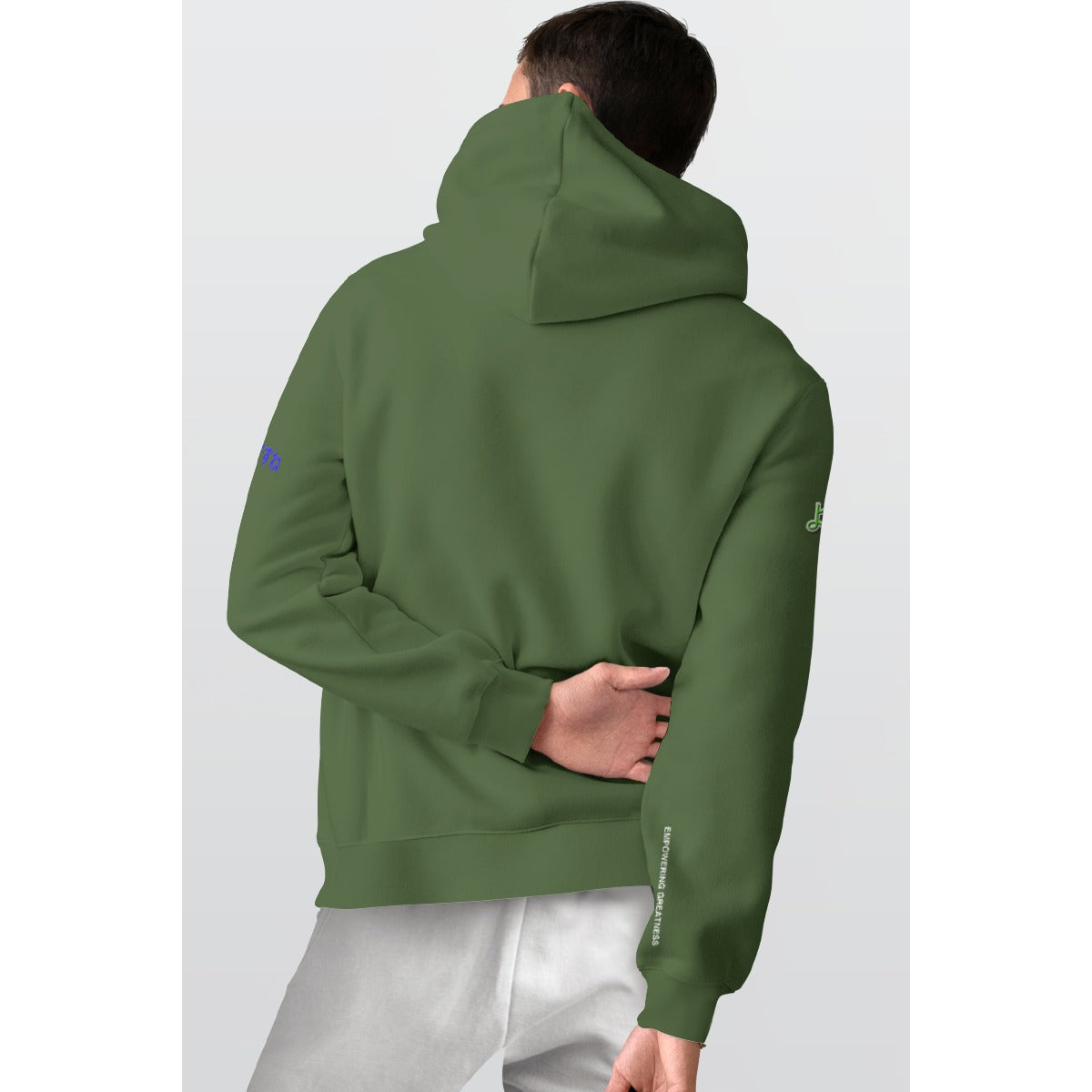Men's  Pullover Hoodie COOL HAPPY LOGO (GREEN)