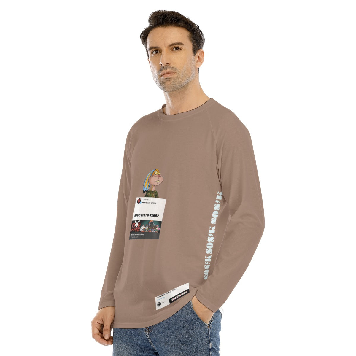 Men's Long Sleeve "MAD HARE #2652" (BROWN)