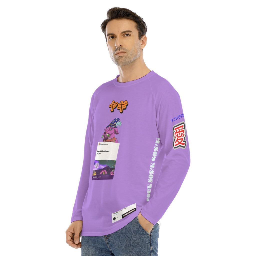 Men's Long Sleeve COOL "BAD BILLY GOATS #1201" ( LIGHT PURPLE)
