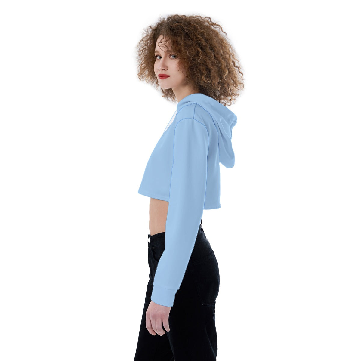 Women's Crop Top Hoodie (BLUE)