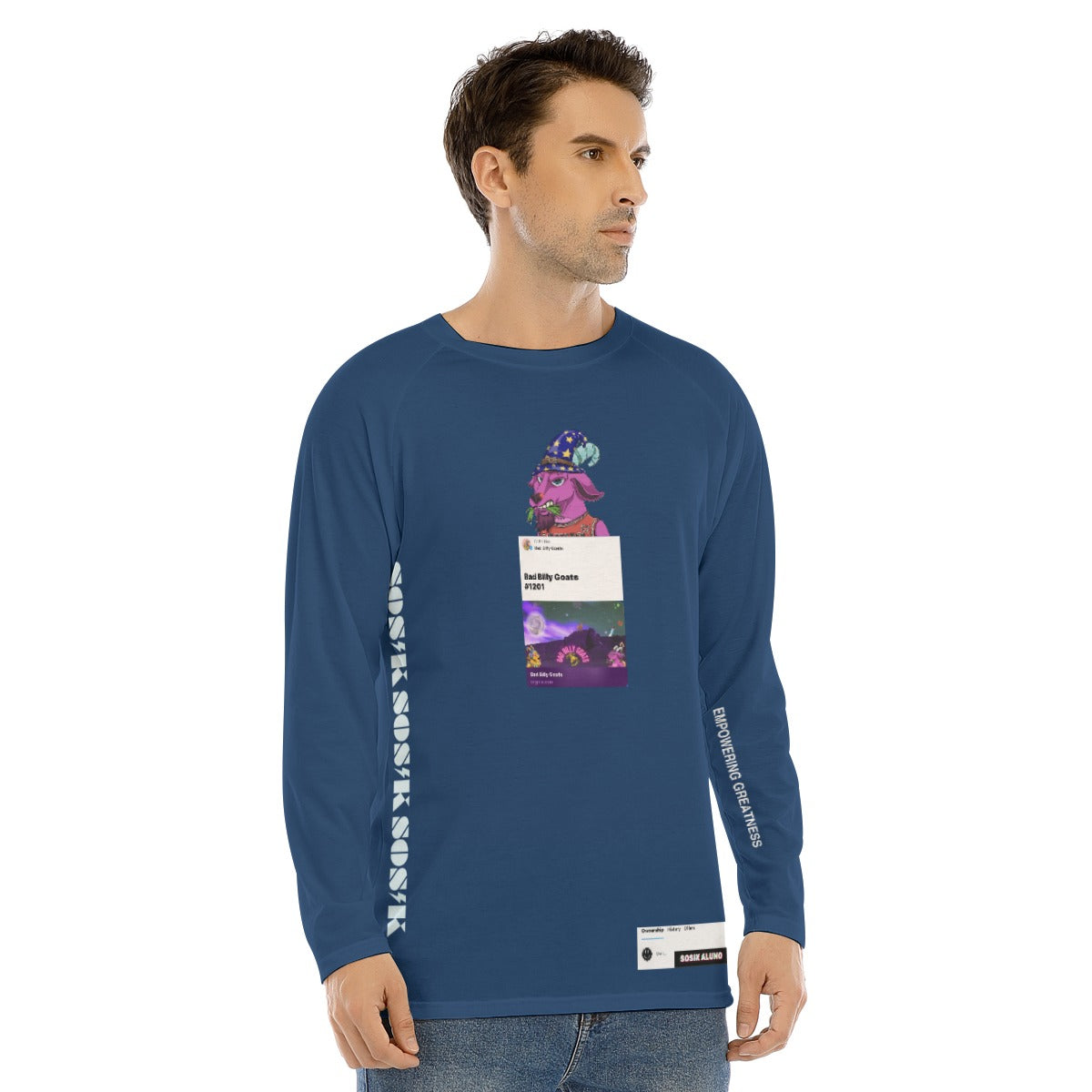 Men's Long Sleeve T-shirt "BAD BILLY GOATS #1201" (DARK BLUE)