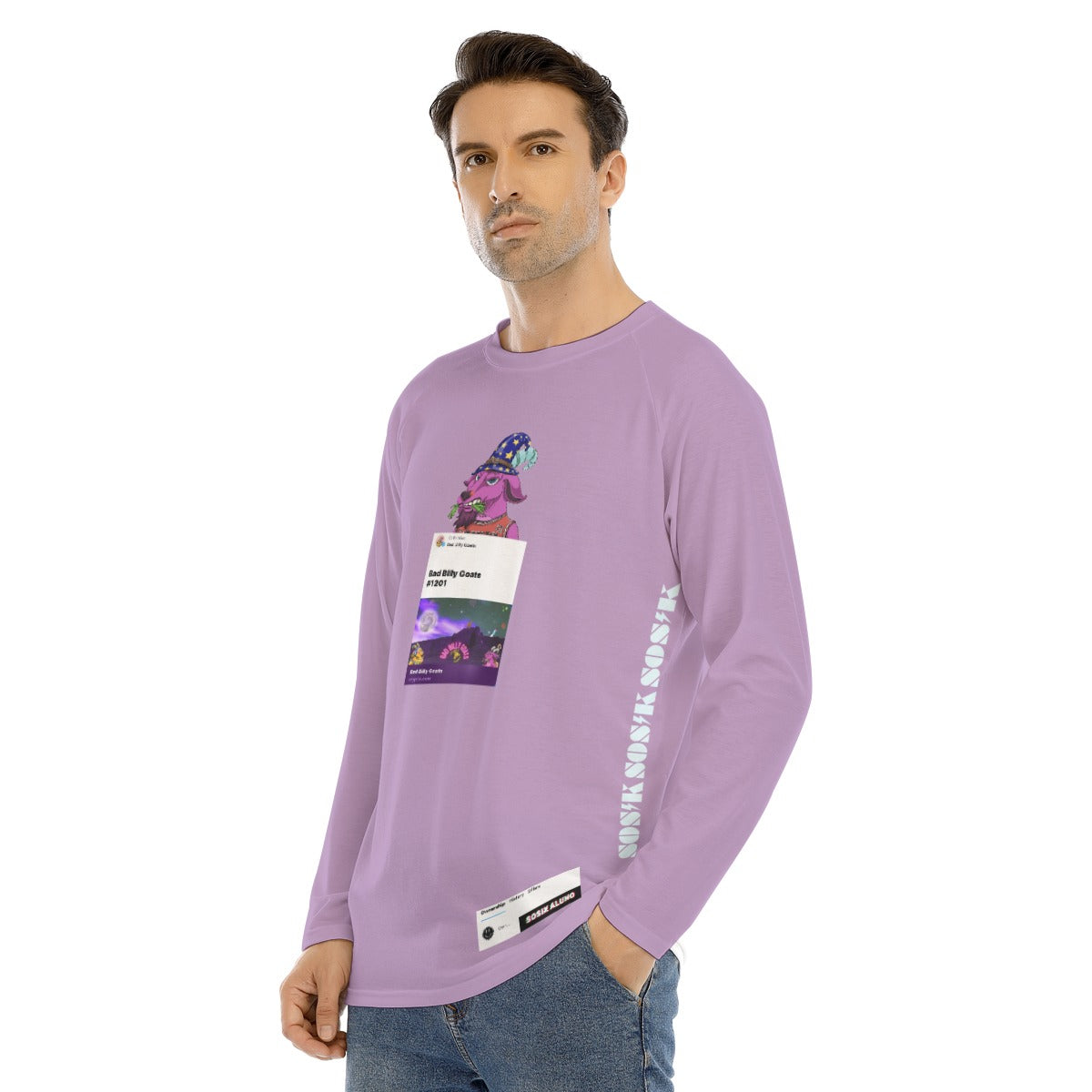 Men's Long Sleeve T-shirt "BAD BILLY GOATS #1201" (Light PURPLE)