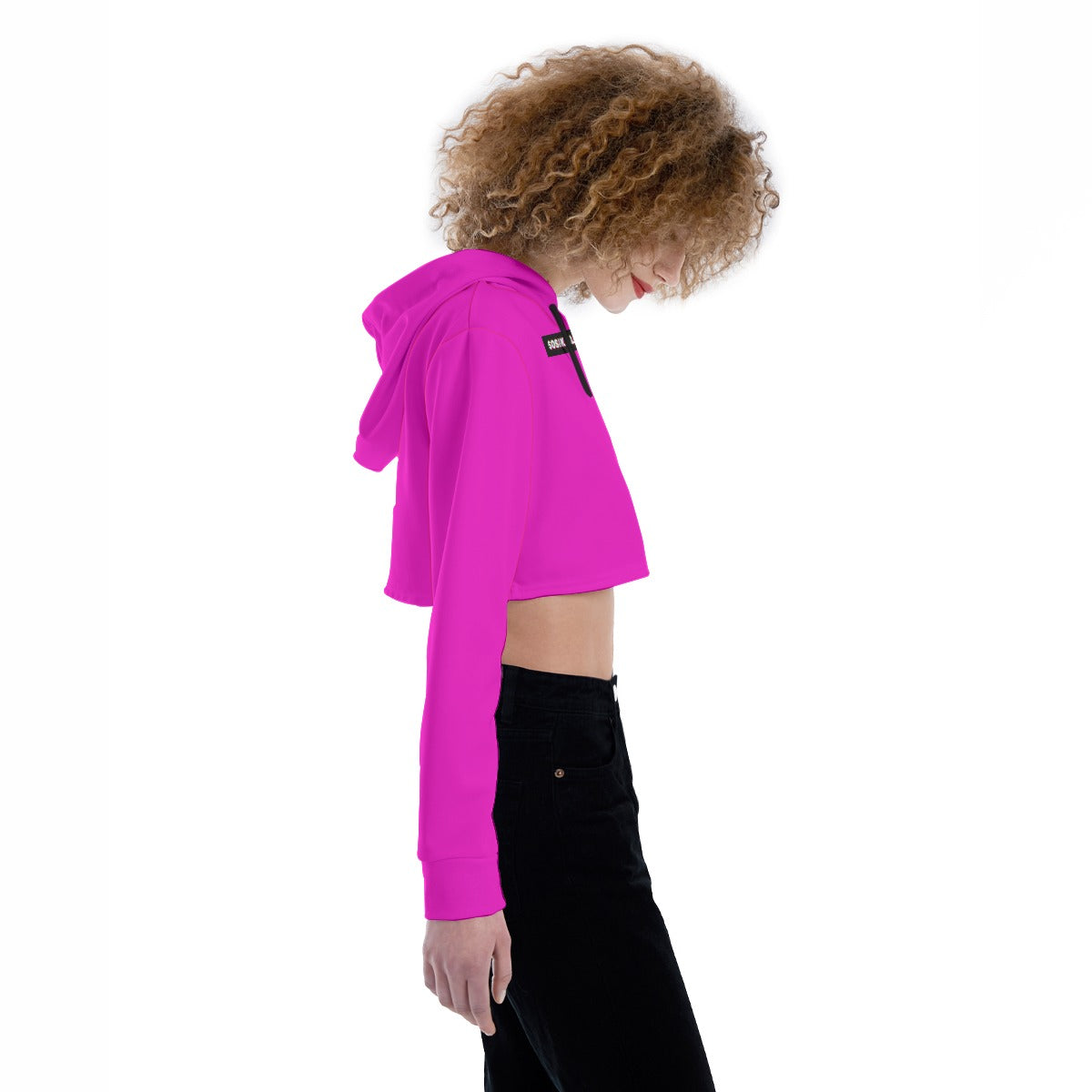 Women's Crop Top Hoodie (HOT PINK)