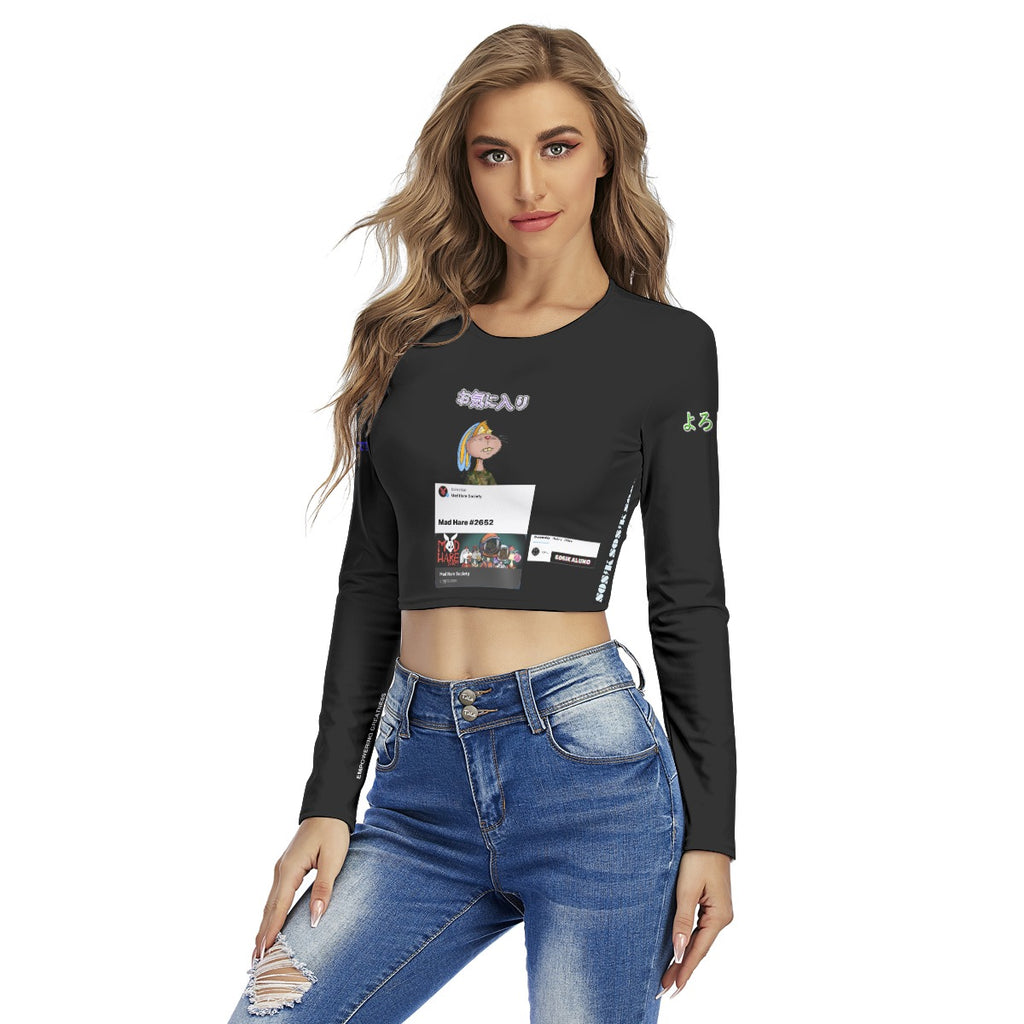 Women's Crop Top FAVORITE "MAD HARE #2652" (BLACK)