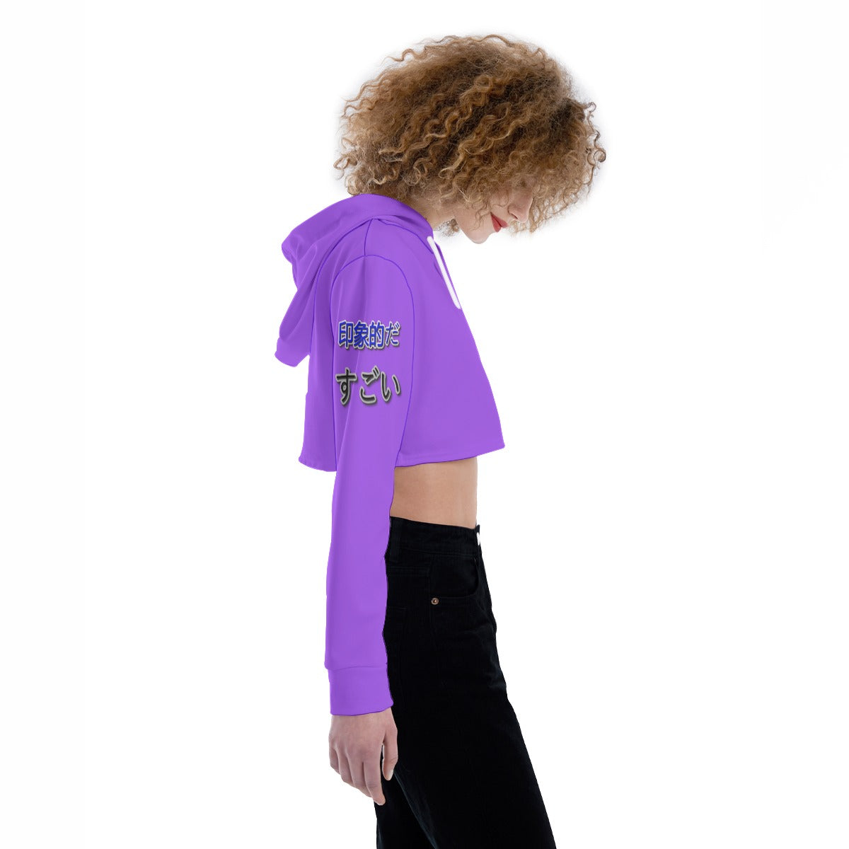 Women's Crop Top Hoodie COOL LOGO (PURPLE)